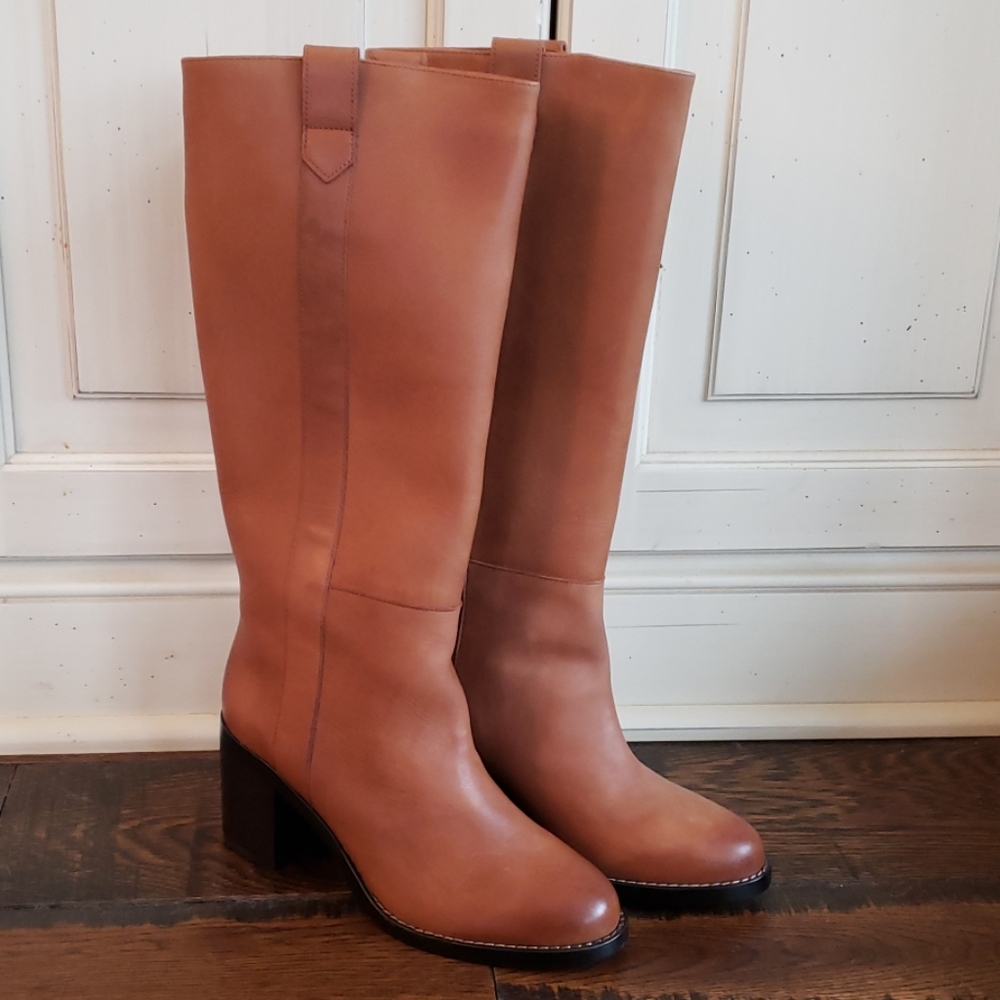 J. Crew Chestnut Leather Heeled Boots
